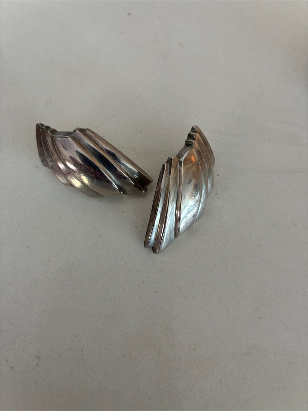 Tiffany Sterling silver Sculptural Ribbed Clip Earrings
